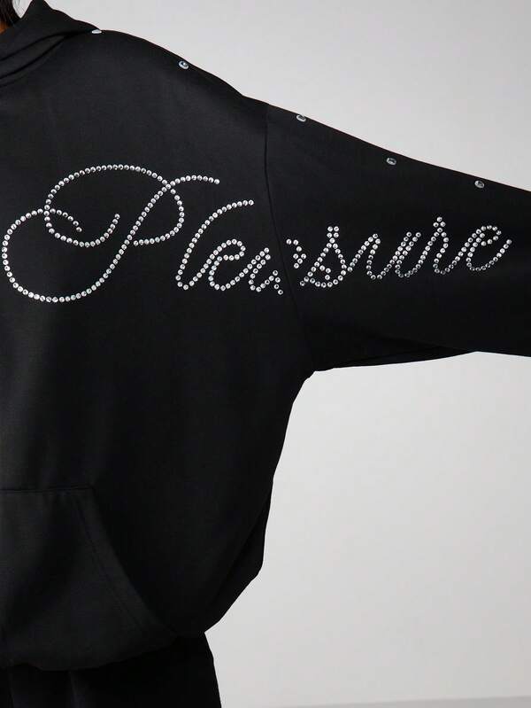 Missguided Missguided X Playboy Rhinestone Full Zip Hoodie With Drawstring