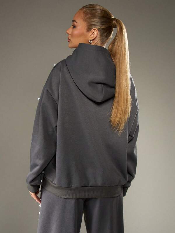 Missguided Missguided X Playboy Rhinestone Hoodie With Pearl Details