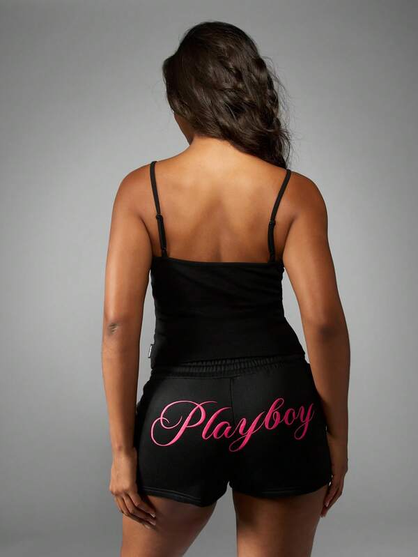 Missguided Missguided X Playboy Rhinestone Script Sleeveless Cami Top