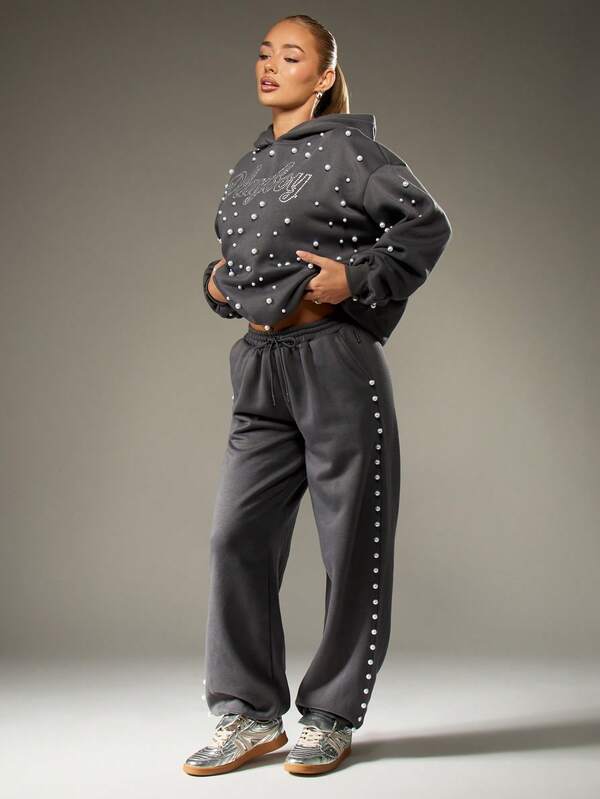 Missguided Missguided X Playboy Rhinestone Sweatpants With Pearl Details