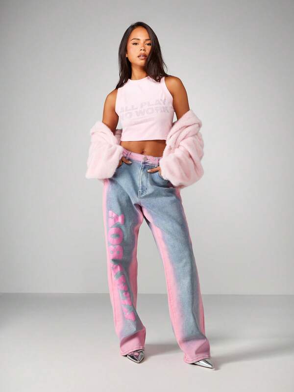 Missguided Missguided X Playboy Rhinestone Tank With Logo