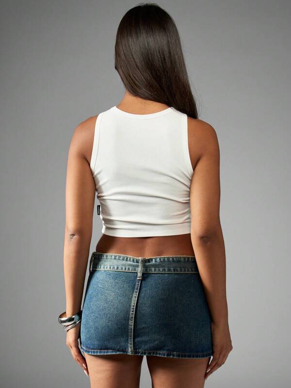 Missguided Missguided X Playboy Ribbed Crop Athletic Tank Top
