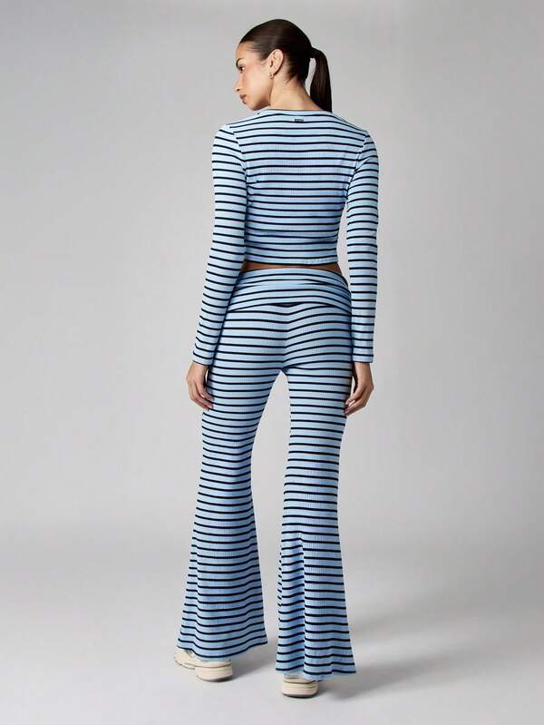 Missguided Missguided X Playboy Ribbed Knit Striped Button Front Co-Ord Set