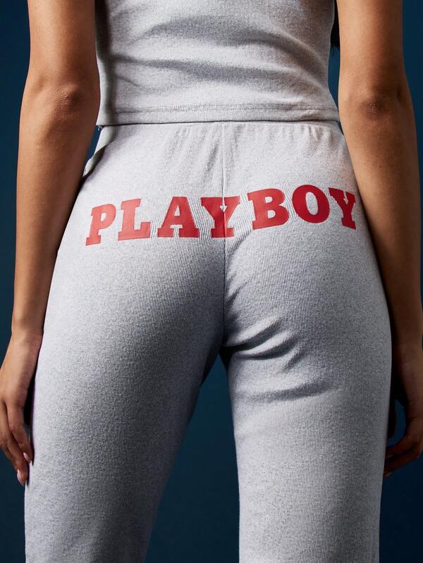 Missguided Missguided X Playboy Ribbed Tank Top With Capri Pants Matching Set