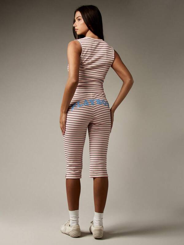 Missguided Missguided X Playboy Ribbed Two Piece Set With Capri Length Pants