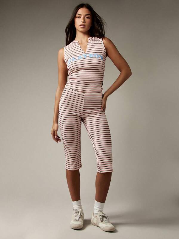 Missguided Missguided X Playboy Ribbed Two Piece Set With Capri Length Pants