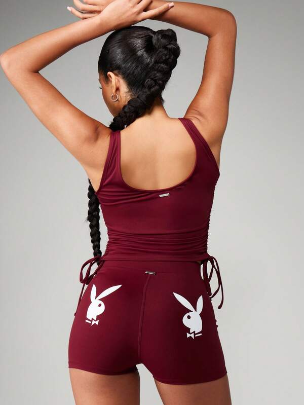 Missguided Missguided X Playboy Ruched Tank With Drawstring Detail