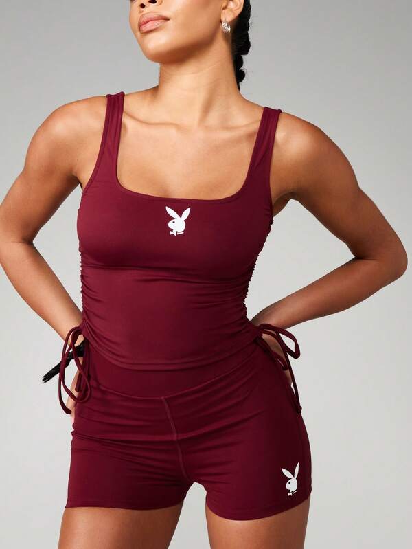 Missguided Missguided X Playboy Ruched Tank With Drawstring Detail