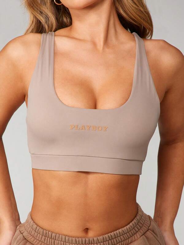 missguided Missguided x Playboy Scoop Neck Crop Top With Cross Back