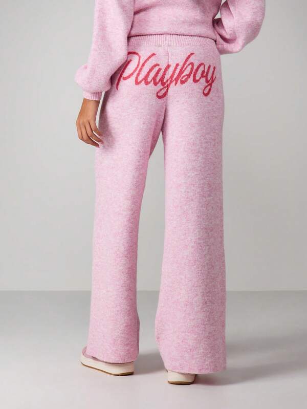 missguided Missguided x Playboy Script Knit Wide Leg Pants