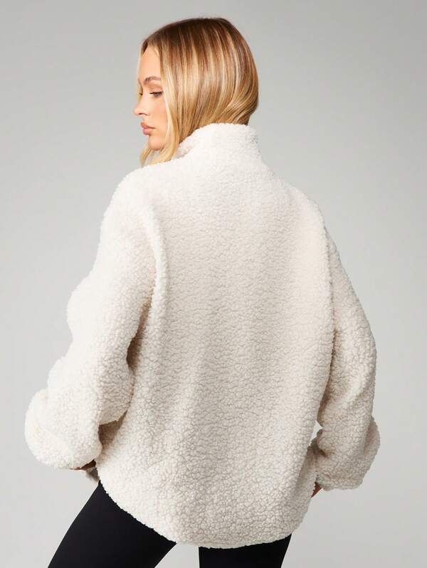 Missguided Missguided X Playboy Sherpa Funnel Neck Zip Sweatshirt