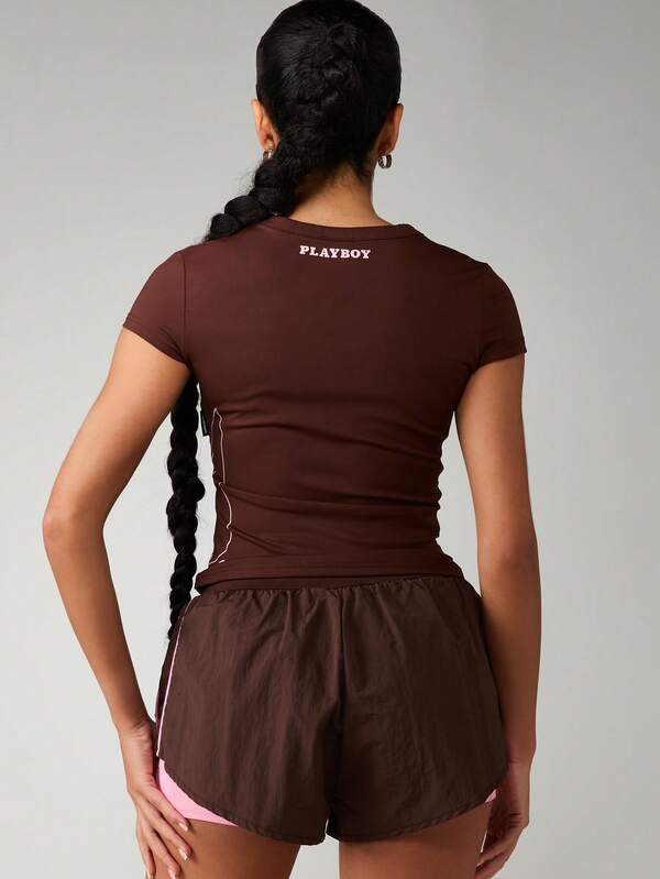Missguided Missguided X Playboy Short Sleeve Crew Neck Tee With Logo