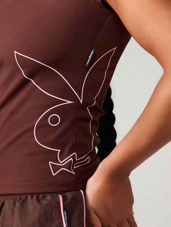 Missguided Missguided X Playboy Short Sleeve Crew Neck Tee With Logo