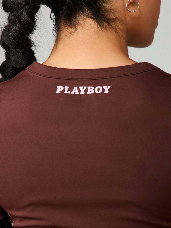 Missguided Missguided X Playboy Short Sleeve Crew Neck Tee With Logo