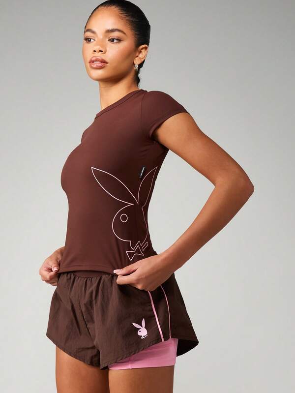 missguided Missguided x Playboy Short Sleeve Crew Neck Tee With Logo