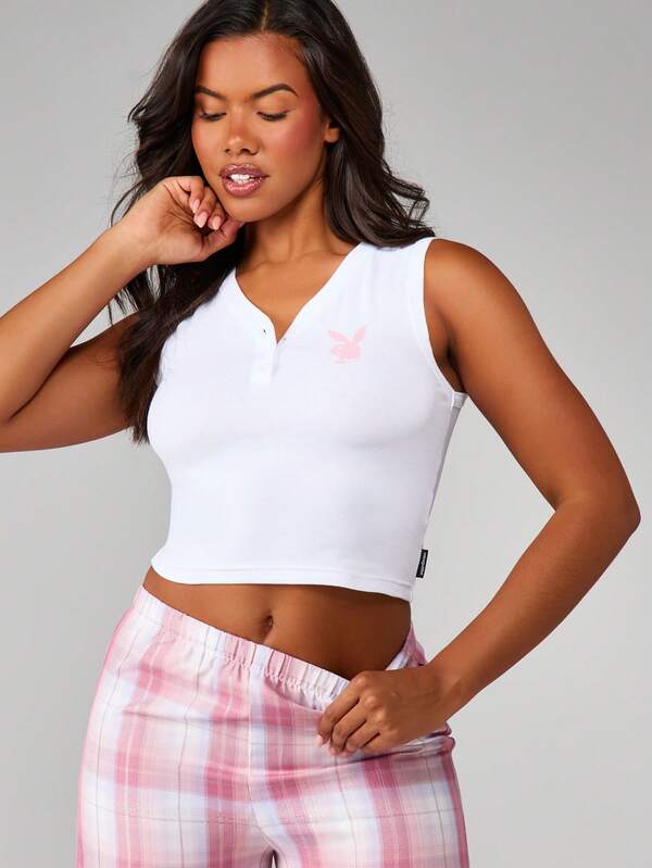 Missguided Missguided X Playboy Sleeveless Cami Top With Wide Leg Pajama Pants
