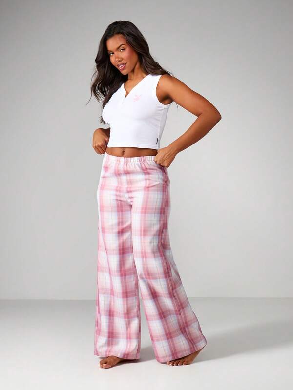 missguided Missguided x Playboy Sleeveless Cami Top With Wide Leg Pajama Pants