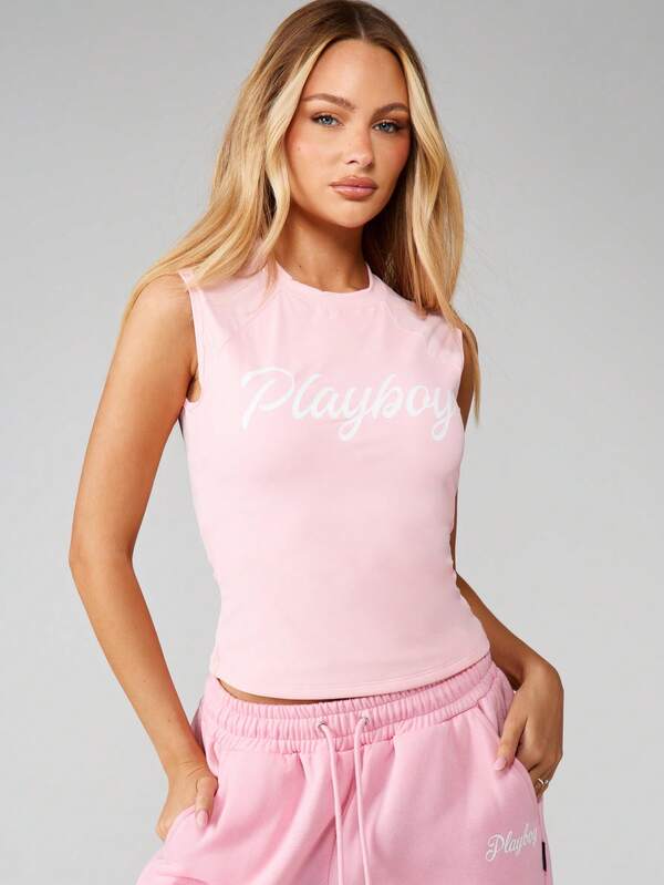 Missguided Missguided X Playboy Sleeveless Tank Top With Script Logo