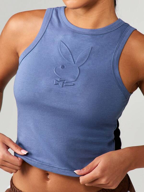 missguided Missguided x Playboy Sleeveless Tank With Embossed Bunny Logo