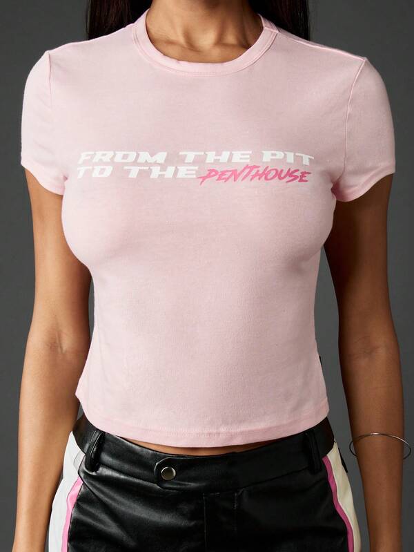 Missguided Missguided X Playboy Slogan Baby Tee With Graphic Print