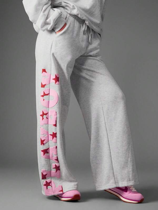 missguided Missguided x Playboy Straight Leg Star Print Joggers