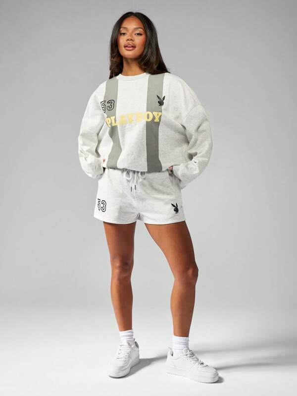 Missguided Missguided X Playboy Streetwear Collection Oversized Crewneck Sweatshirt