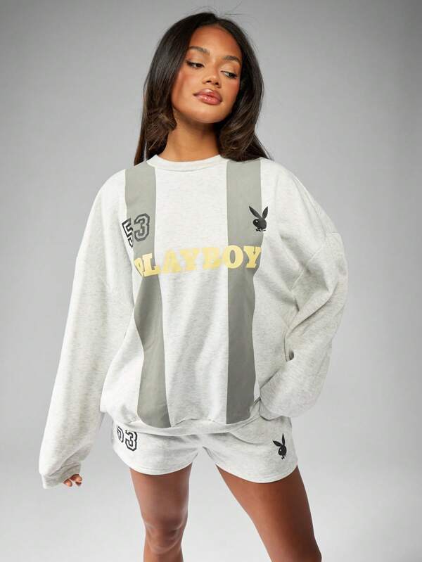missguided Missguided x Playboy Streetwear Collection Oversized Crewneck Sweatshirt