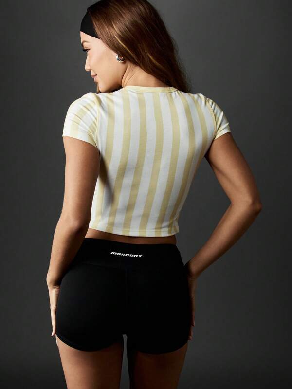 Missguided Missguided X Playboy Striped Baby Tee With Logo And Stars