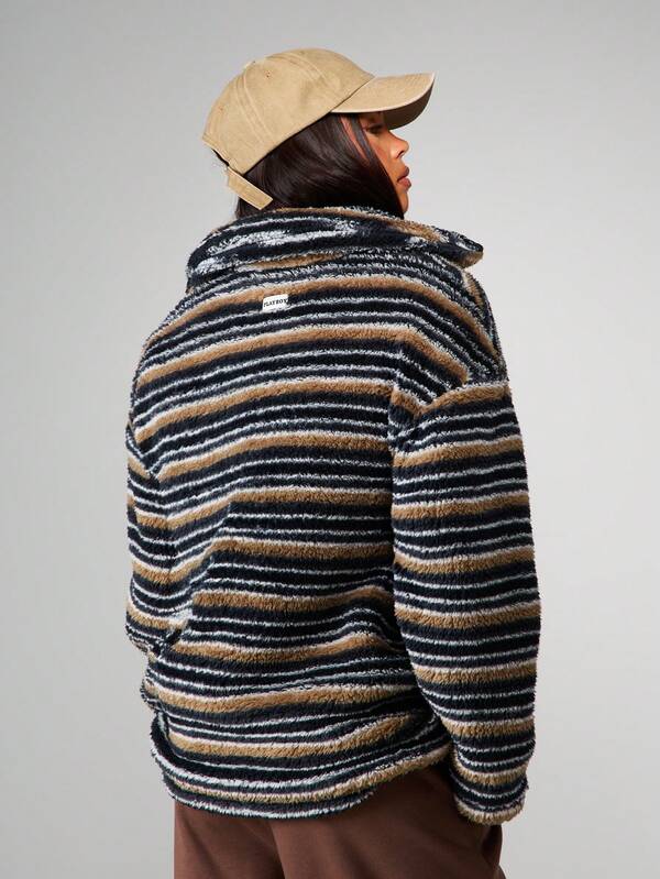 Missguided Missguided X Playboy Striped Fleece Hooded Sweatshirt With Pocket