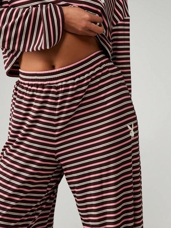 Missguided Missguided X Playboy Striped Long Sleeve Co-Ord Set