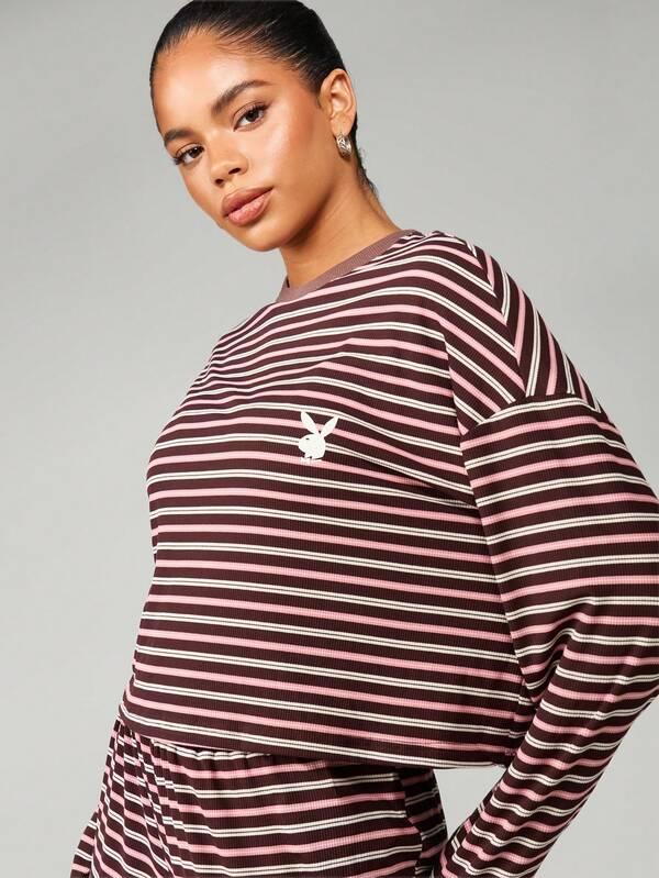 Missguided Missguided X Playboy Striped Long Sleeve Co-Ord Set