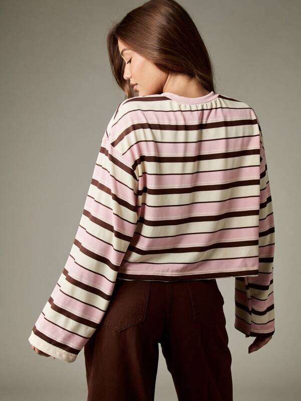 Missguided Missguided X Playboy Striped Oversized T Shirt With Logo Print