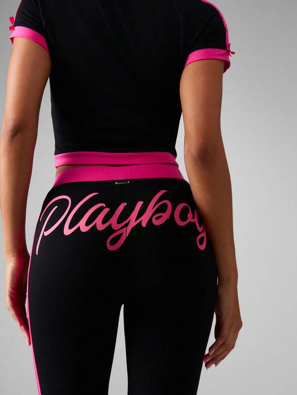 Missguided Missguided X Playboy Striped Pajama Set With Crop Top