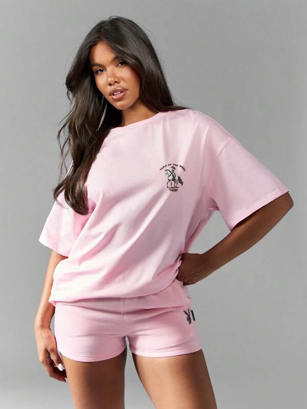 Missguided Missguided X Playboy Tails Of The West Oversized Graphic Women's T-Shirt