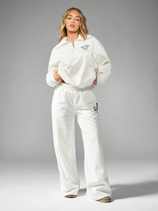 Missguided Missguided X Playboy Tennis Club Half-Zip Sweatshirt