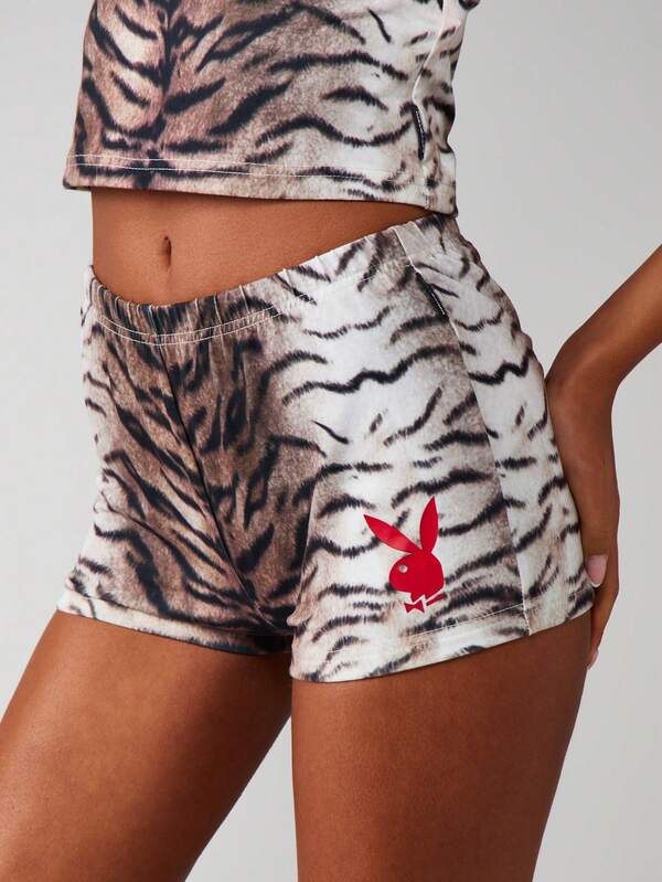 Missguided Missguided X Playboy Tiger Print Cami And Shorts Set