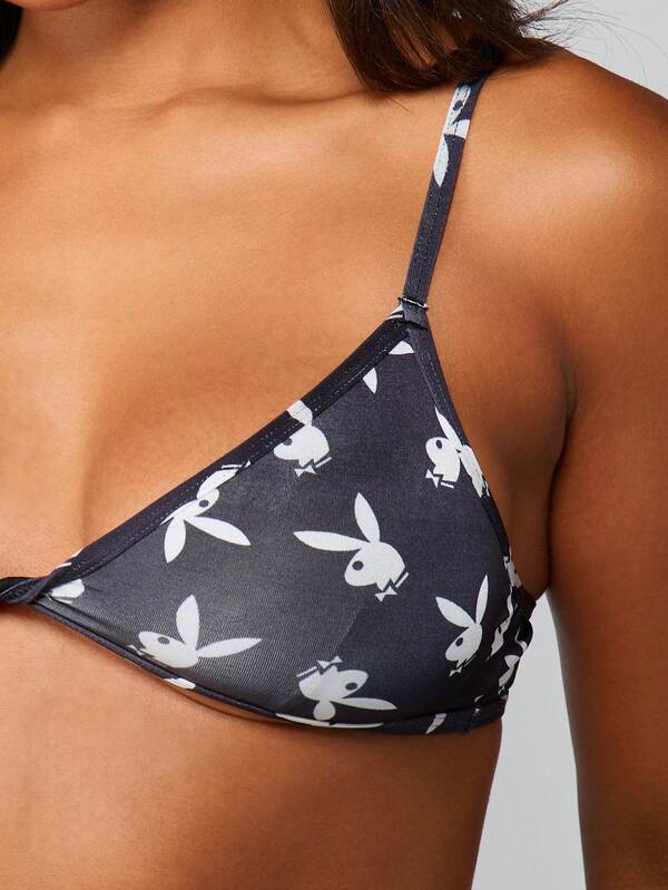 Missguided Missguided X Playboy Triangle Bralette With Print