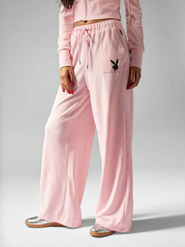 missguided Missguided x Playboy Ultra Comfortable Wide Leg Women Sweatpants With Side Pockets