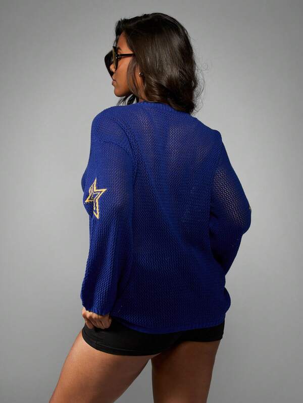 Missguided Missguided X Playboy V-Neck Knitted Sweater With Star Details