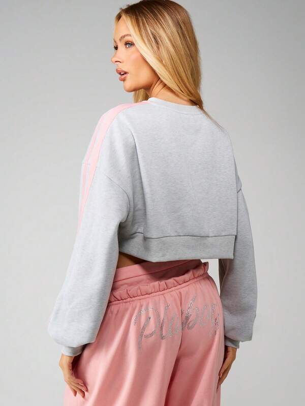 Missguided Missguided X Playboy Varsity Number Crop Sweatshirt With Contrast Sleeves