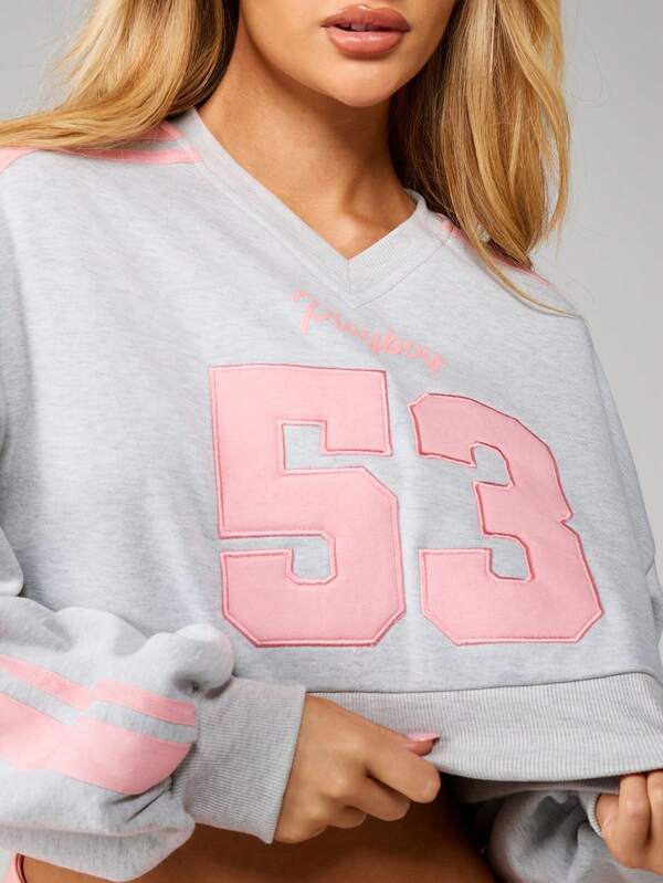 Missguided Missguided X Playboy Varsity Number Crop Sweatshirt With Contrast Sleeves
