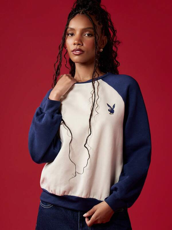 Missguided Missguided X Playboy Varsity Sweatshirt With Retro Shield Logo