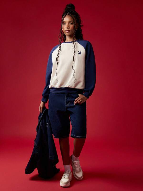 Missguided Missguided X Playboy Varsity Sweatshirt With Retro Shield Logo