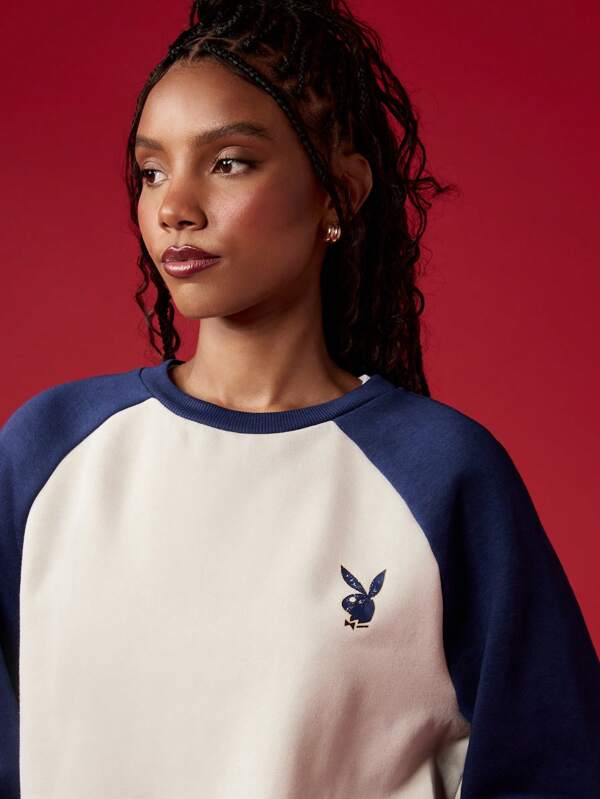 Missguided Missguided X Playboy Varsity Sweatshirt With Retro Shield Logo