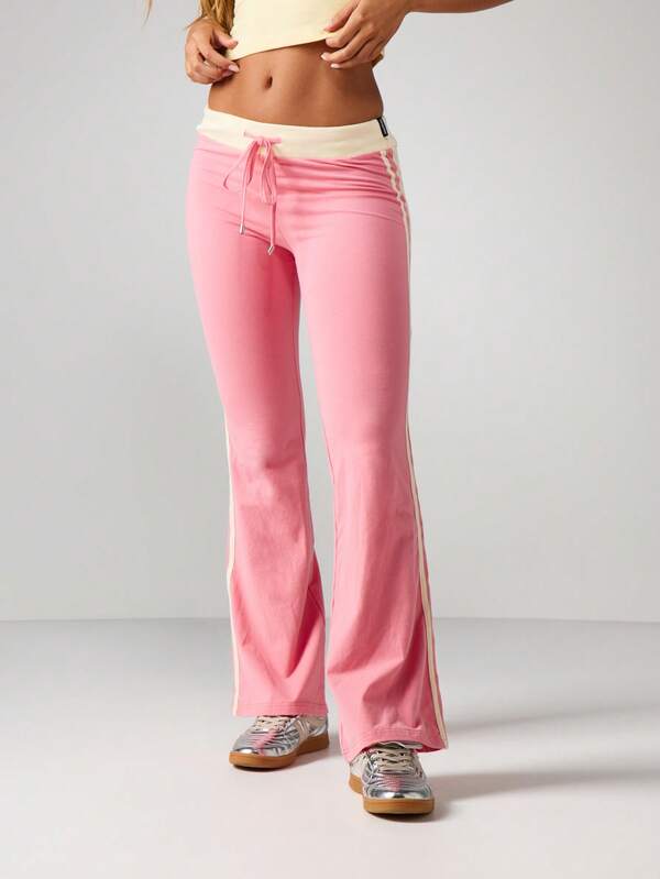 Missguided Missguided X Playboy Velour Flare Pants With Contrast Trim