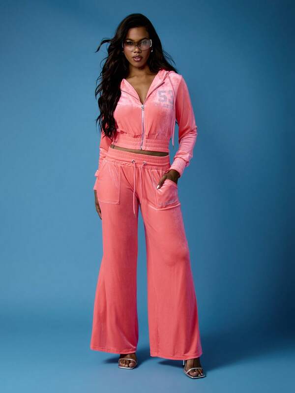 Missguided Missguided X Playboy Velvet Cropped Zip Up Hoodie Sweatshirt