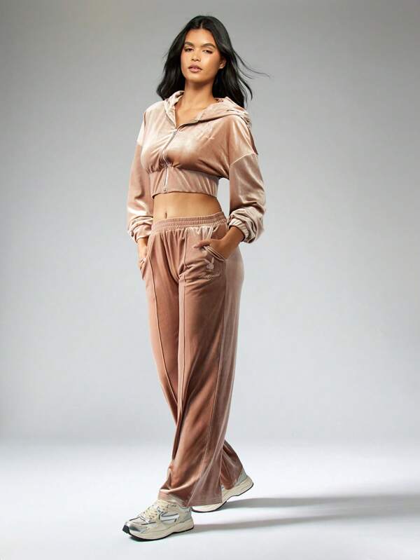 Missguided Missguided X Playboy Velvet Rhinestone Soft Plush Cozy Sweatpants