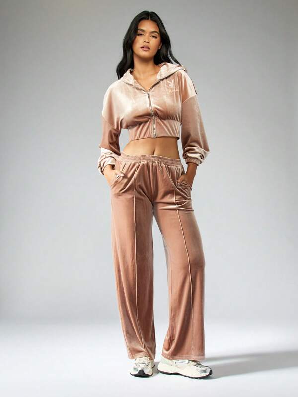 Missguided Missguided X Playboy Velvet Rhinestone Soft Plush Cozy Sweatpants