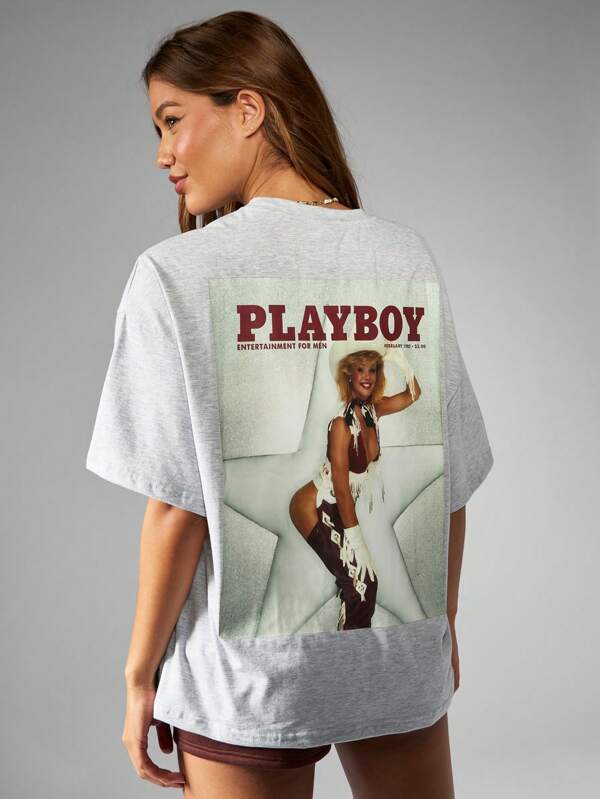 missguided Missguided x Playboy Vintage Magazine Graphic Print T-Shirt