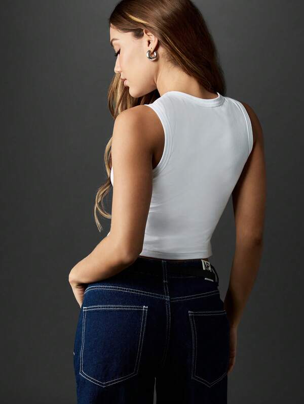 Missguided Missguided X Playboy White Athletic Cropped Tank Top With Varsity Number Print